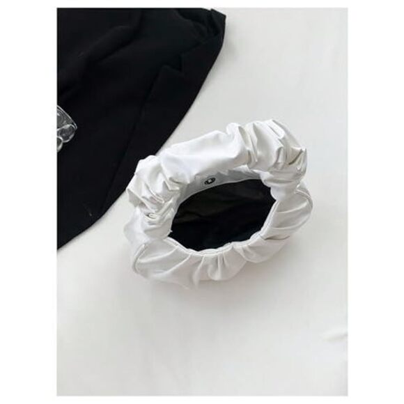 Modern Women'S Pleated Handbags Ruched Top Handle Satchel Bag Denim Clutch Bag - Picture 6 of 7